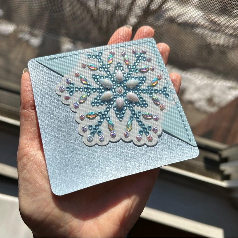 Diamond Art SNOWFLAKE 07 Corner Bookmark, Blue, White, Sparkly, Bling